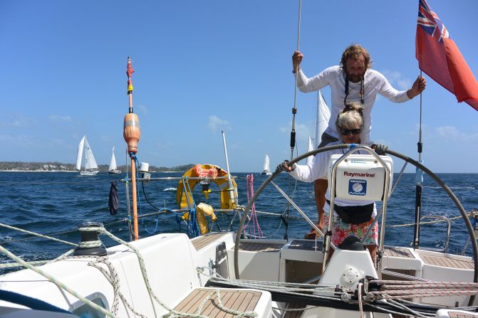 Helen and Chris Tibbs aboard "Taistealai," their 40-foot Wauquiez Centurion yacht. The British couple took a career break of a year to sail the World ARC in 2017.