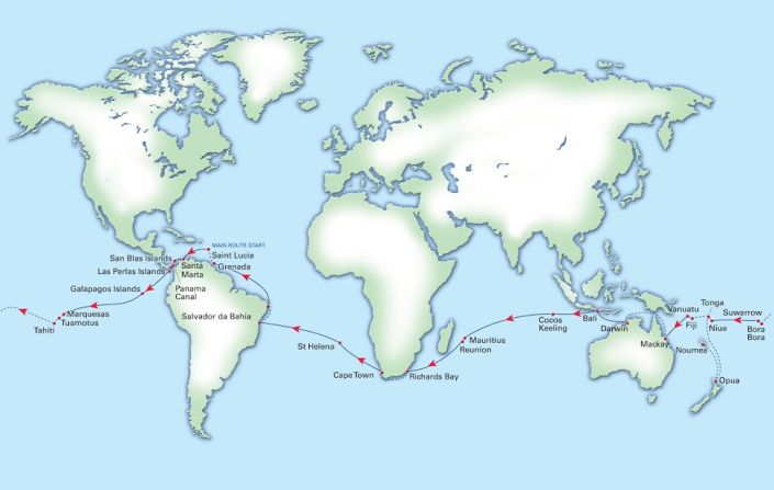 The World ARC, organized by the World Cruising Club, was born out of the first-ever ocean crossing rally held in 1986.<br />It follows classic tradewind routes, which avoids storm seasons in both hemispheres and bypass regions prone to piracy or political instability.