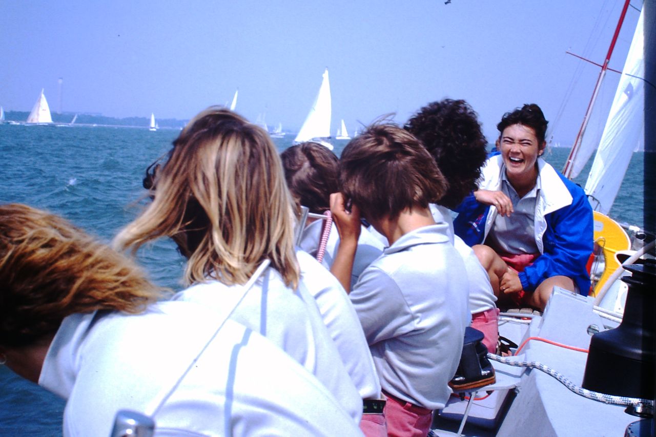Tracy Edwards, pictured right, skippered the first all-female crew to sail the Whitbread Round the World Race.
