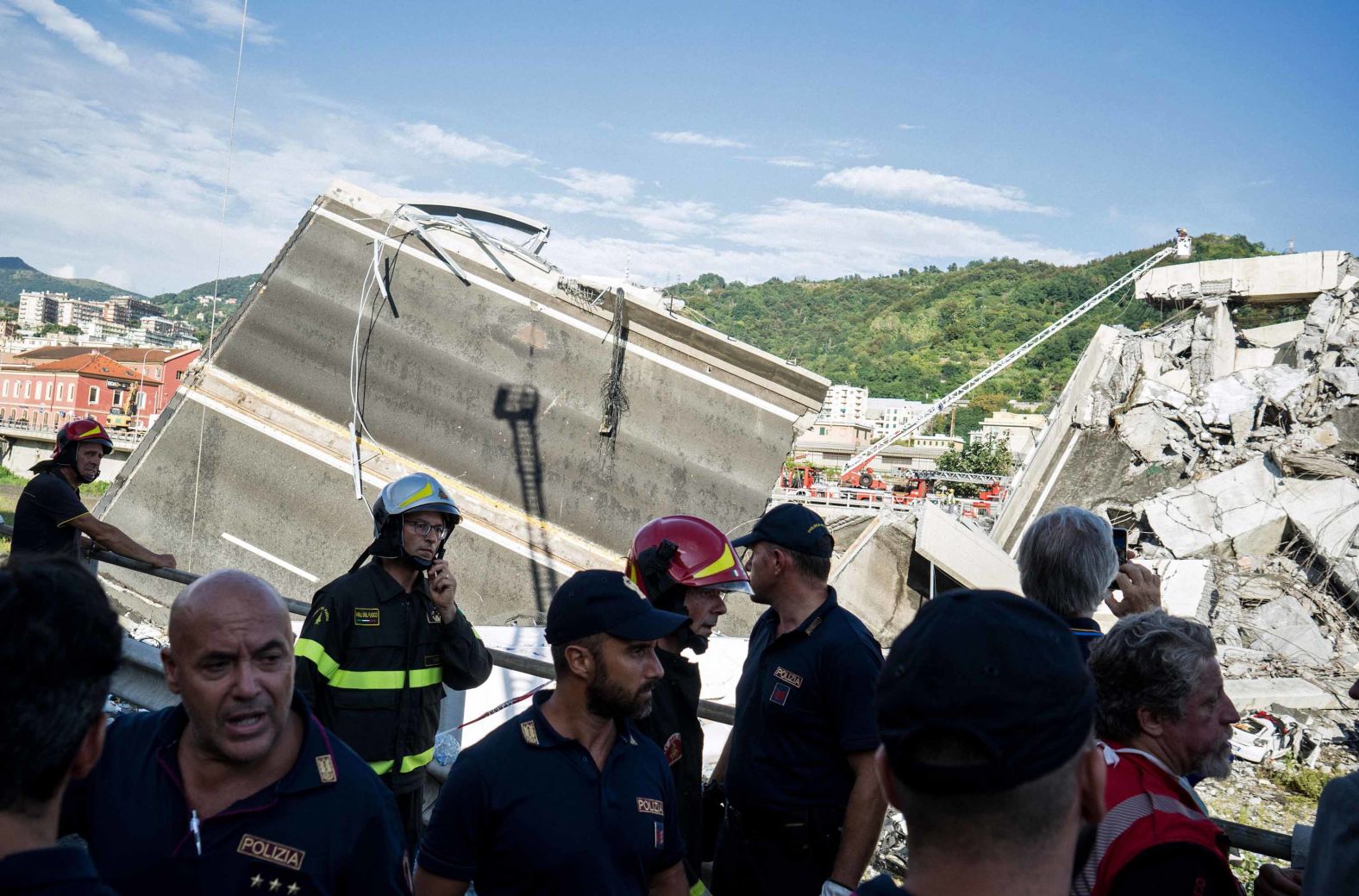 Emergency crews gather at the site.