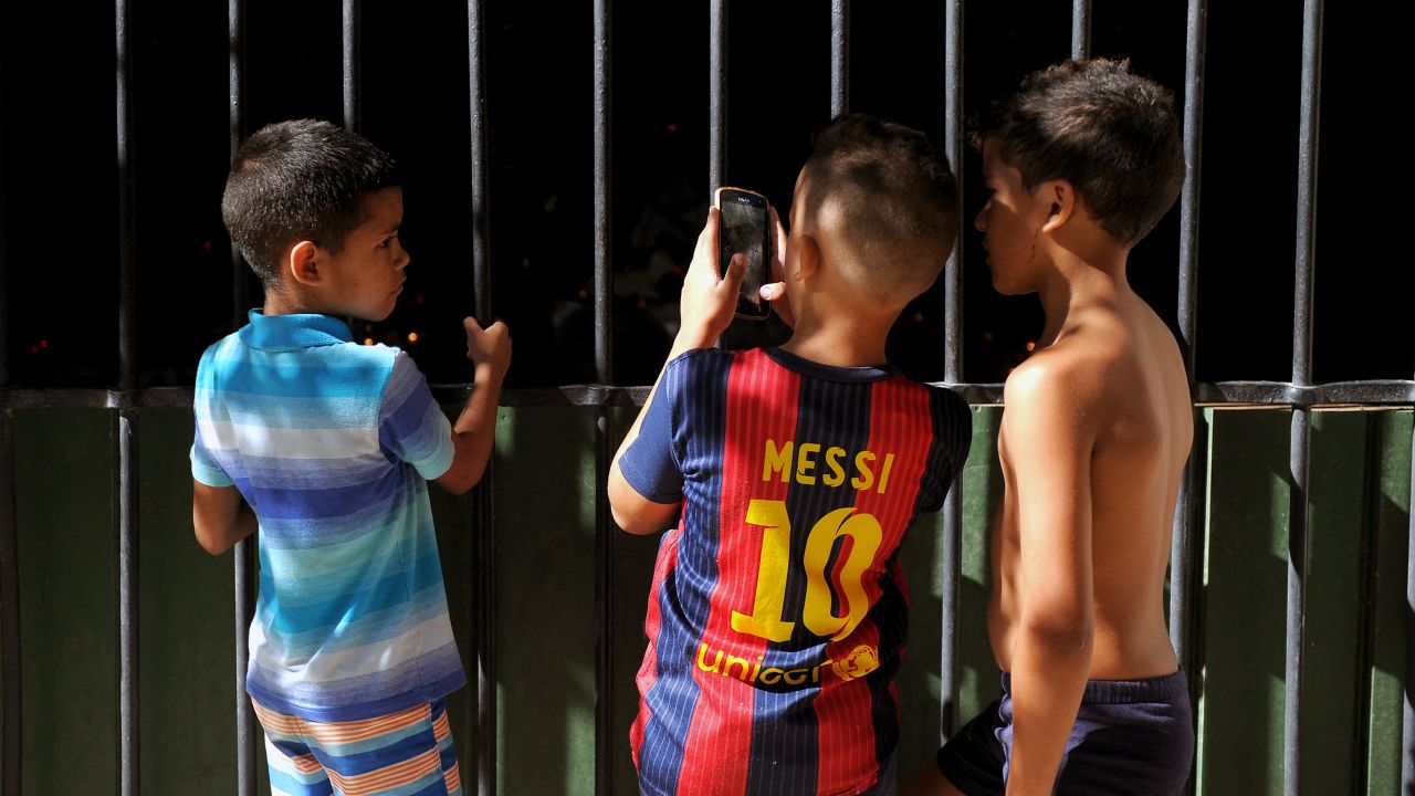 A Cuban boy wears a Barcelona shirt in Havana.