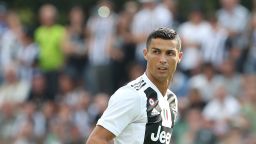 VILLAR PEROSA, ITALY - AUGUST 12:  Cristiano Ronaldo of Juventus looks on during the Pre-Season Friendly match between Juventus and Juventus U19 on August 12, 2018 in Villar Perosa, Italy.  (Photo by Marco Luzzani/Getty Images)