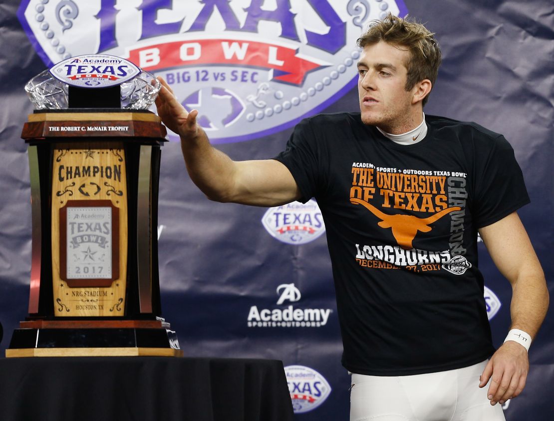 Dickson accepted the MVP award for his performance at the Texas Bowl in December. He was drafted by the Seattle Seahawks in the fifth round. 