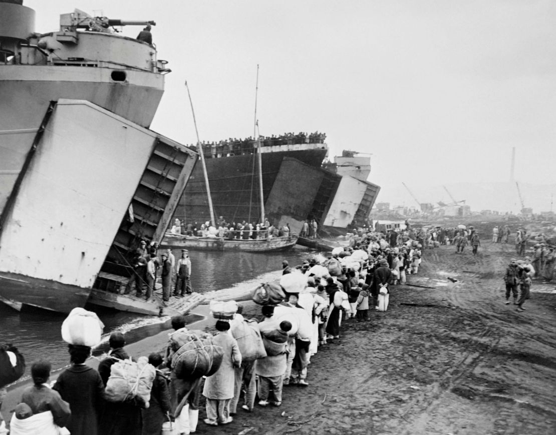 Picture released on December 26, 1950 of the evacuation of UN Command forces, including thousands of soldiers, civilians, vehicles and tons of supplies to Pusan from Hungnam port, during the Korean War.
