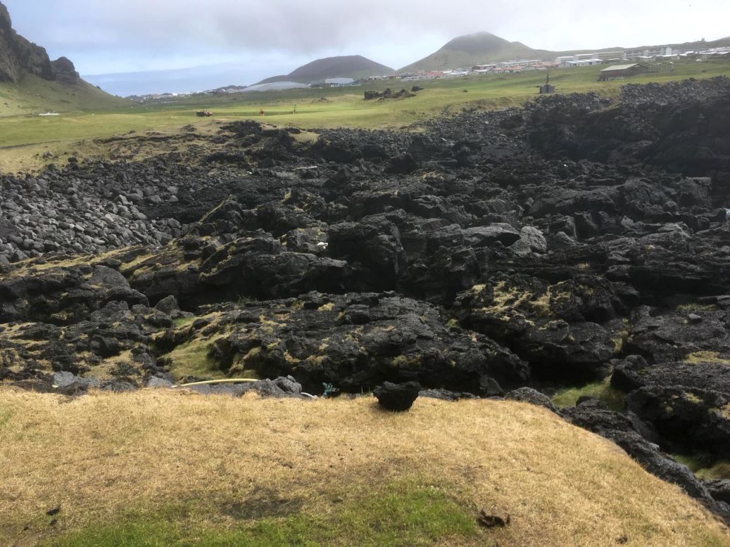 The lava fields means players have to be on their game if they want to avoid chipping their ball out from the black rock.