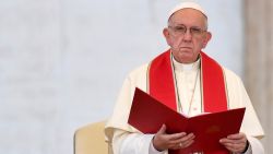 Pope Francis delivers his speech during his audience for members of the International Pilgrimage of the Ministrants at St Peter's Square on July 31, 2018 in Vatican City. (Photo by Andreas SOLARO / AFP)        (Photo credit should read ANDREAS SOLARO/AFP/Getty Images)