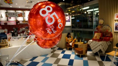 An 85C logo is seen inside one of its shops in Beijing on August 17, 2018.