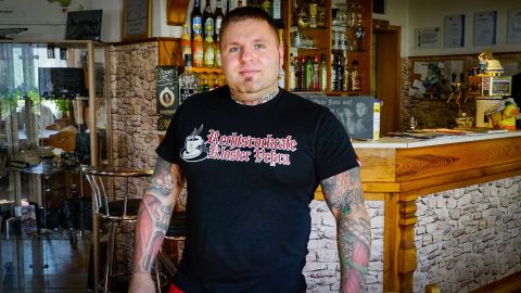 Tommy Frenck runs a guesthouse in rural Germany where he serves "Hitler schnitzels" and sells far-right merchandise.