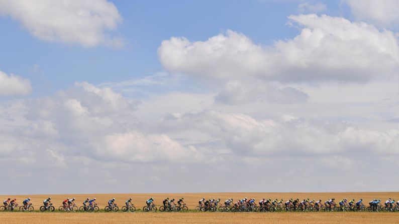 Cyclists are seen in Lanaken, Belgium, during the fifth stage of the BinckBank Tour on Friday, August 17.
