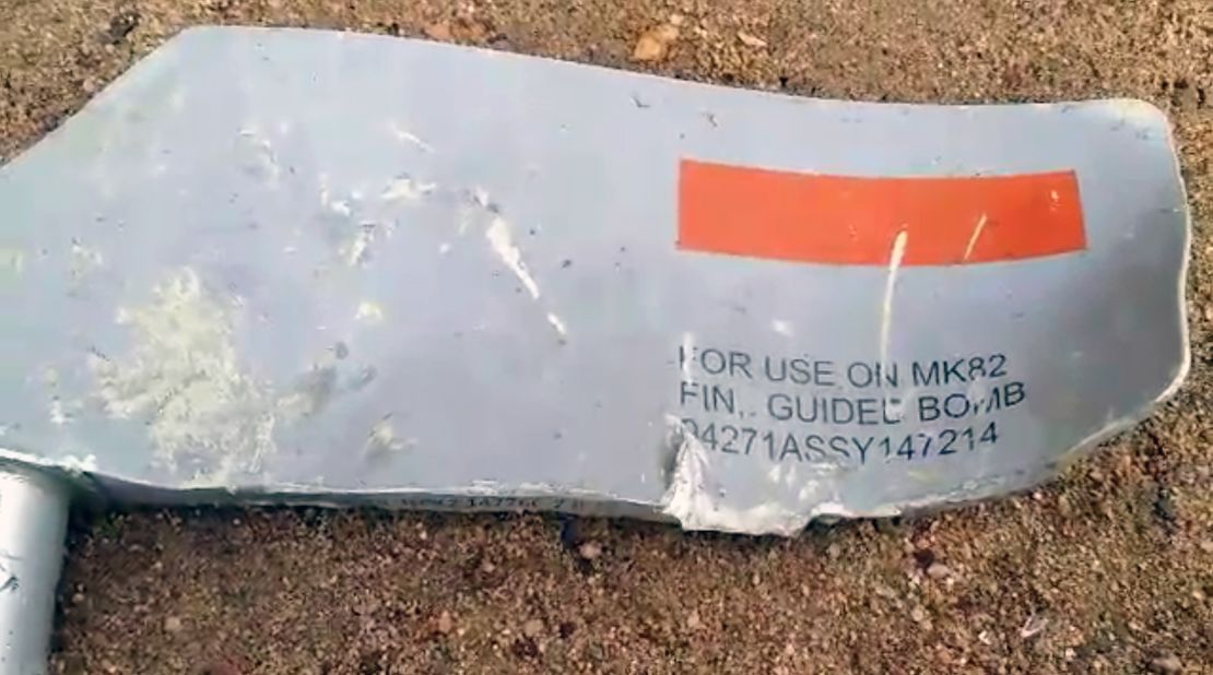 Munitions experts said the numbers on this piece of shrapnel confirmed that Lockheed Martin was the maker of the bomb.  