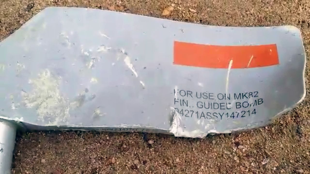 Munitions experts said the numbers on this piece of shrapnel confirmed that Lockheed Martin was the maker of the bomb.  