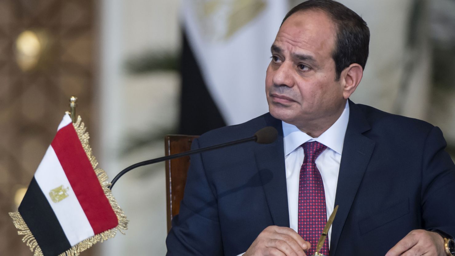 Egyptian President Abdel Fattah al-Sisi attends a press conference at the presidential palace in the capital Cairo on December 11, 2017. 