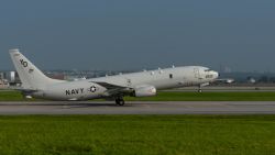 A U.S. Navy P-8A Poseidon takes off  Aug. 10, 2018, from Kadena Air Base, Japan. The Poseidon is a maritime patrol and reconnaissance aircraft designed to improve an operator's ability to conduct anti-submarine warfare, anti surface warfare, and intelligence, surveillance, and reconnaissance missions. (U.S. Air Force photo by Staff Sgt. Micaiah Anthony)