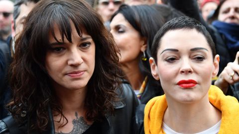 Asia Argento and US singer and actress Rose McGowan take part in a rally organised in Rome by the "Non Una Di Meno" movement in March.