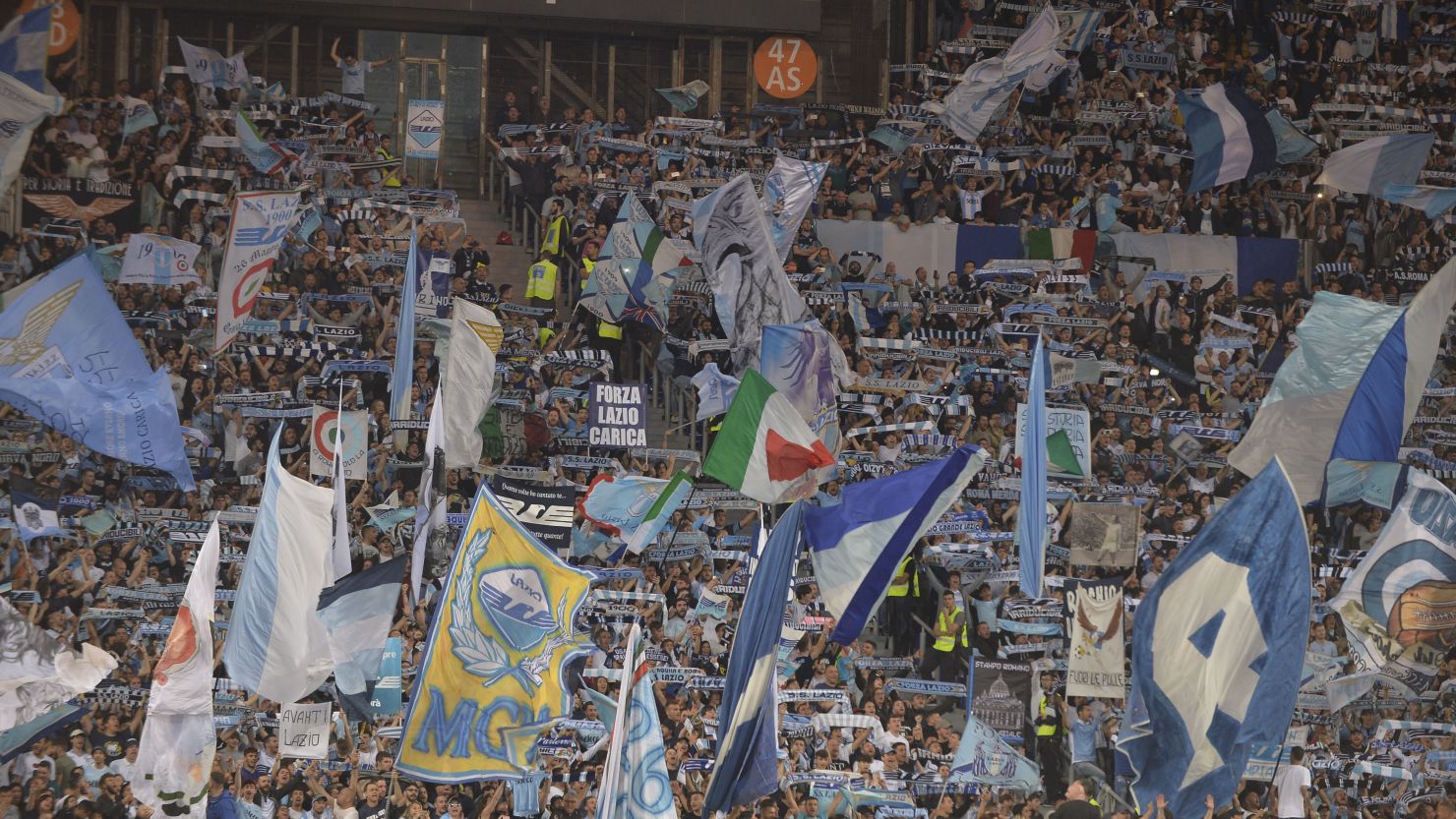 ROME, ITALY - MAY 20:  Lazio supporters during the serie A match between SS Lazio and FC Internazionale at Stadio Olimpico on May 20, 2018 in Rome, Italy.  (Photo by Marco Rosi/Getty Images)