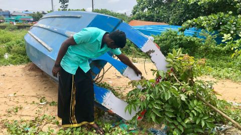 Arun Michael has not been able to go fishing since his boat was damaged in the evacuations.