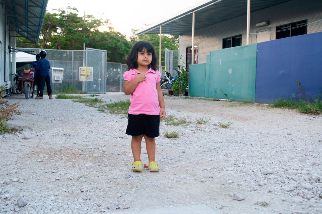 Roze, 2, is a sociable little girl and likes to play outside, but there is no place for children to play in Nauru, World Vision says.