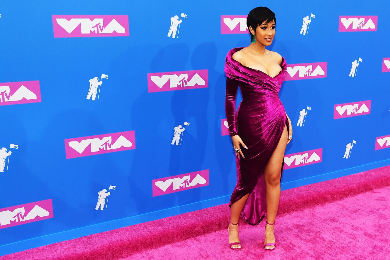 Cardi B walks the red carpet before the MTV Video Music Awards on Monday, August 20. The rapper had the most nominations this year.