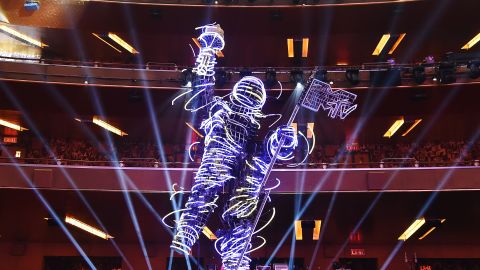 The MTV Moon Person Satue inside Radio City Music Hall for 2018 MTV Video Music Awards Press Junket on August 17, 2018 in New York City.