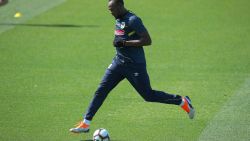 GOSFORD, AUSTRALIA - AUGUST 21:  Usain Bolt kicks the ball during Usain Bolt's first training session with the Central Coast Mariners A-League squad at Central Coast Stadium on August 21, 2018 in Gosford, Australia.  (Photo by Tony Feder/Getty Images)