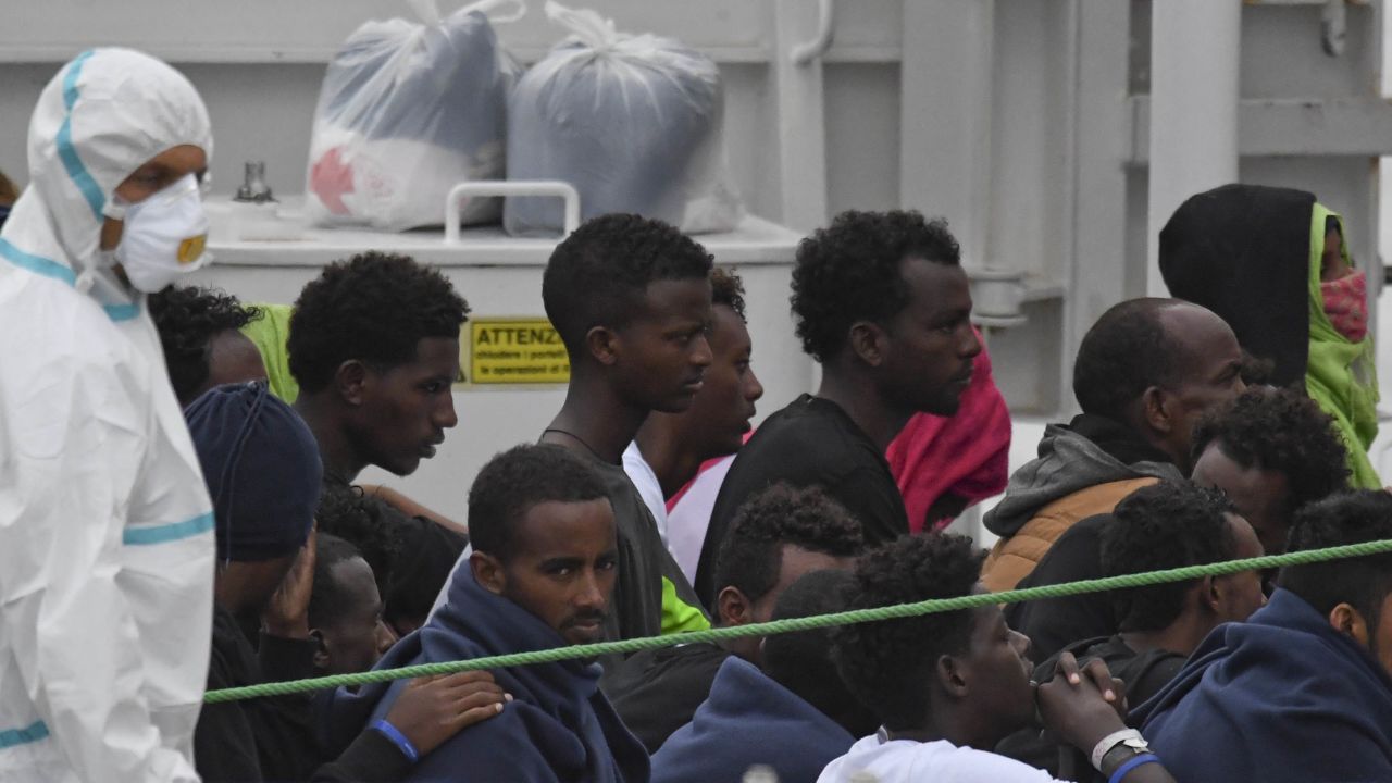 The Diciotti arrived in the port of Catania late Monday night