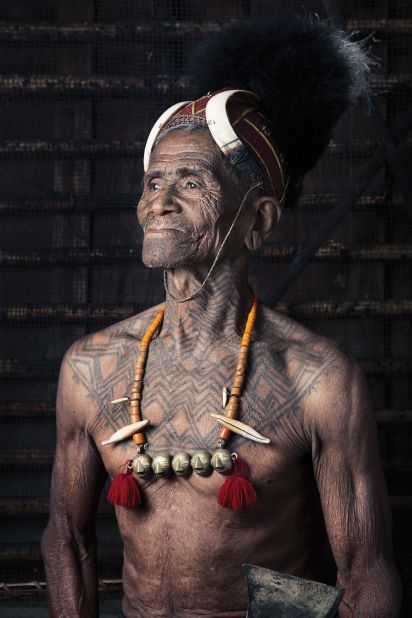 The Konyak tribe is made up of approximately 230,000 people in the Indian state of Nagaland, close to the Myanmar border. 