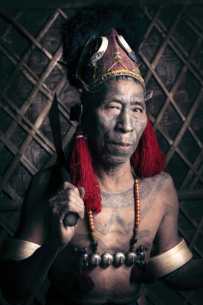 Although headhunting has been consigned to history, older members of the Konyak tribe still have the accompanying tattoos.