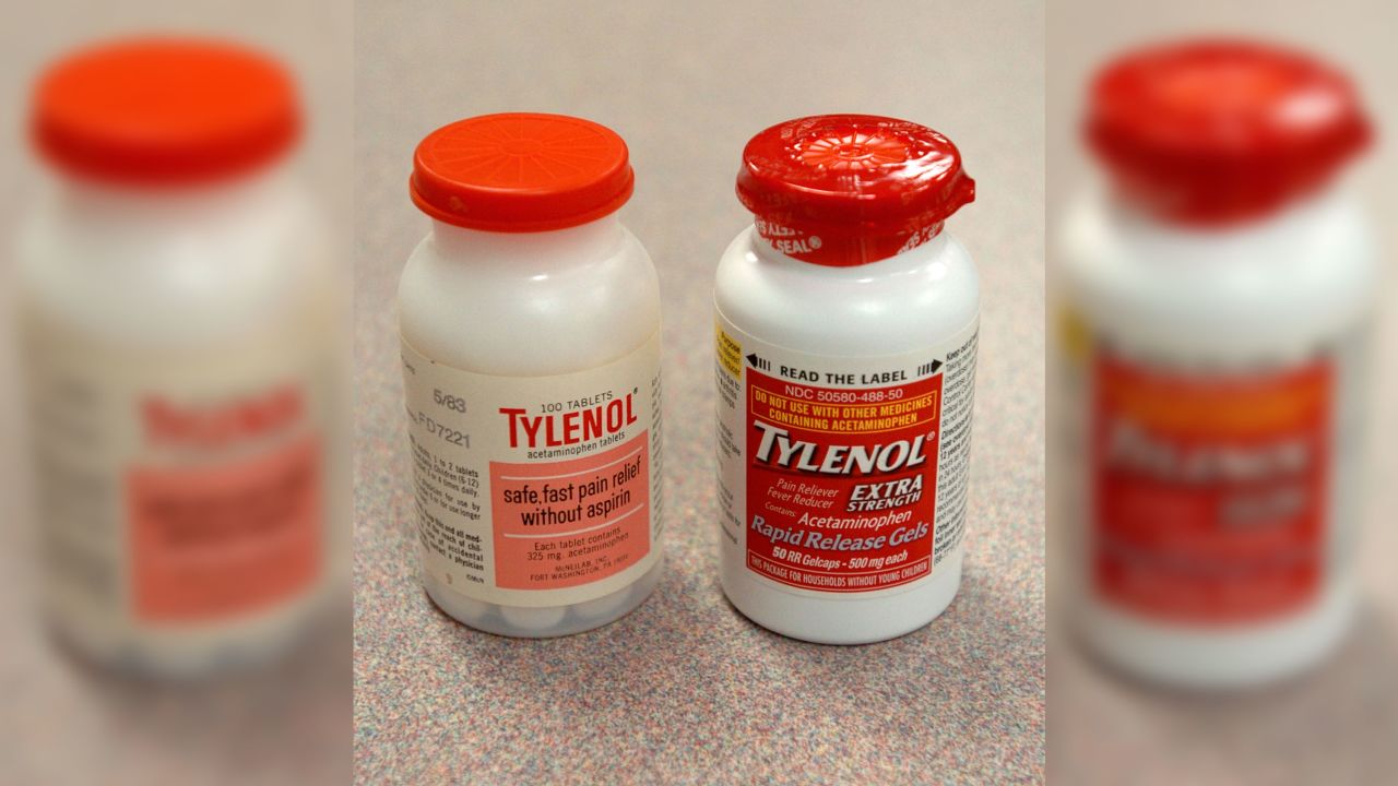 The makers of Tylenol and other drugs have updated packaging to counter tampering since the 1980s, when the bottle on the left was made. The bottle on right is from the mid-2000s.