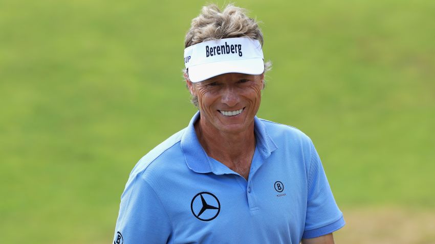 CARNOUSTIE, SCOTLAND - JULY 22:  Bernhard Langer of Germany smiles on the 18th hole during the final round of the 147th Open Championship at Carnoustie Golf Club on July 22, 2018 in Carnoustie, Scotland.  (Photo by Sam Greenwood/Getty Images)