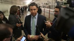 WASHINGTON, DC - JANUARY 10:  Rep. Duncan Hunter (R-CA) speaks to the media before a painting he found offensive and removed is rehung on the U.S. Capitol walls on January 10, 2017 in Washington, DC.  The painting is part of a larger art show hanging in the Capitol and is by a recent high school graduate, David Pulphus, and depicts his interpretation of civil unrest in and around the 2014 events in Ferguson, Missouri.  (Photo by Joe Raedle/Getty Images)