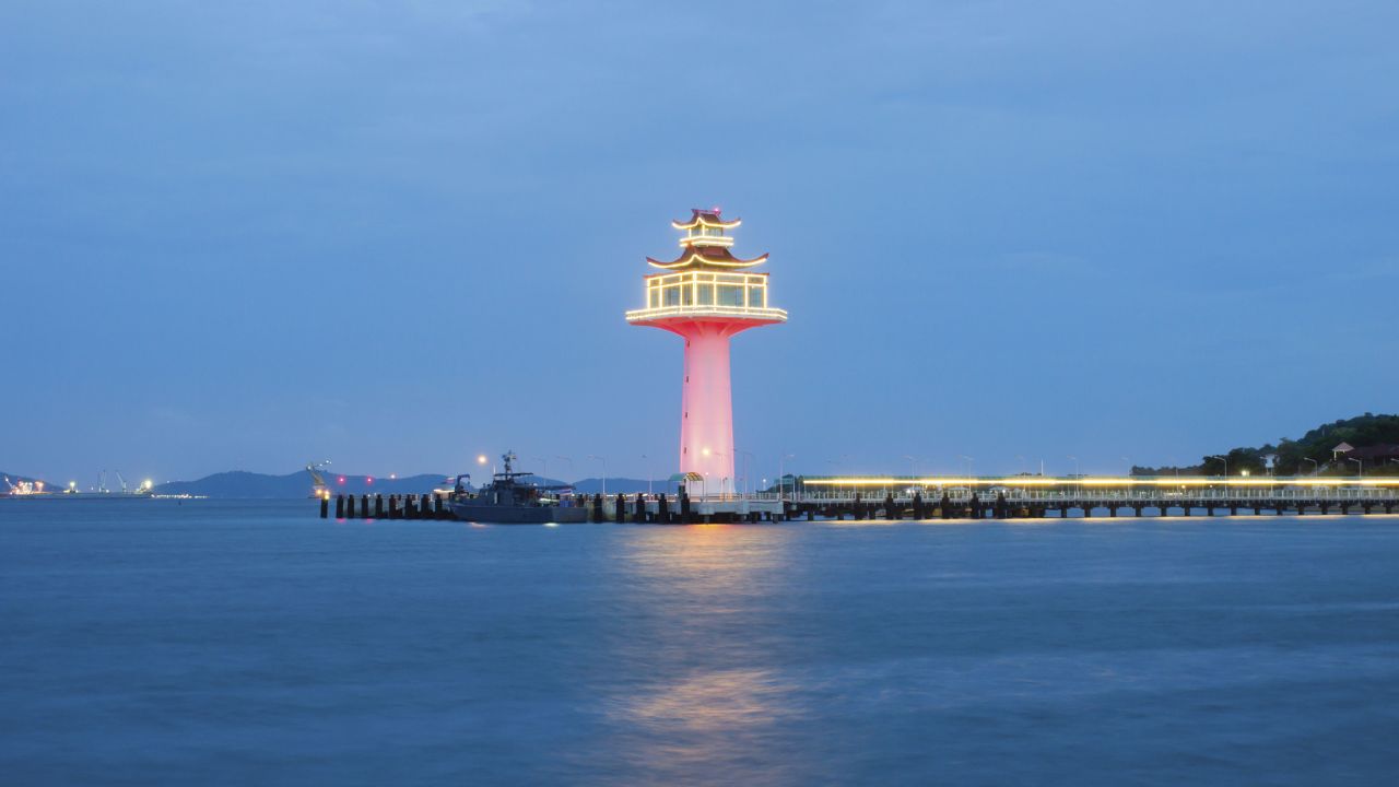 <strong>Future delights:</strong> One of his favorites in the book that he hasn't visited is this Thai lighthouse, built to resemble a temple. <em>Pictured here: Ban Tha Thewawong Lighthouse, Koh Sichang, Chonburi Province, Thailand</em>