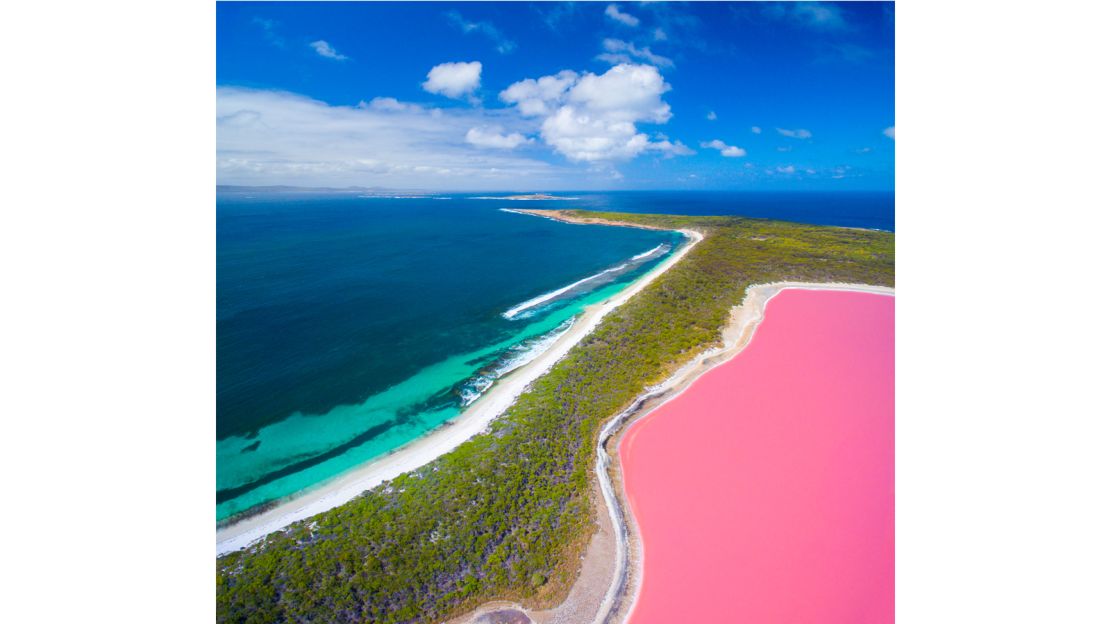 On Wednesdays, we wear pink. This vivid pink body of water is #LakeHillier, and you'll find it on Middle Island near #Esperance off the far south coast of @westernaustralia.  Photo: @jaimenhudson  