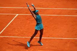 Gauff celebrating winning her first junior grand slam title at this year's French Open.