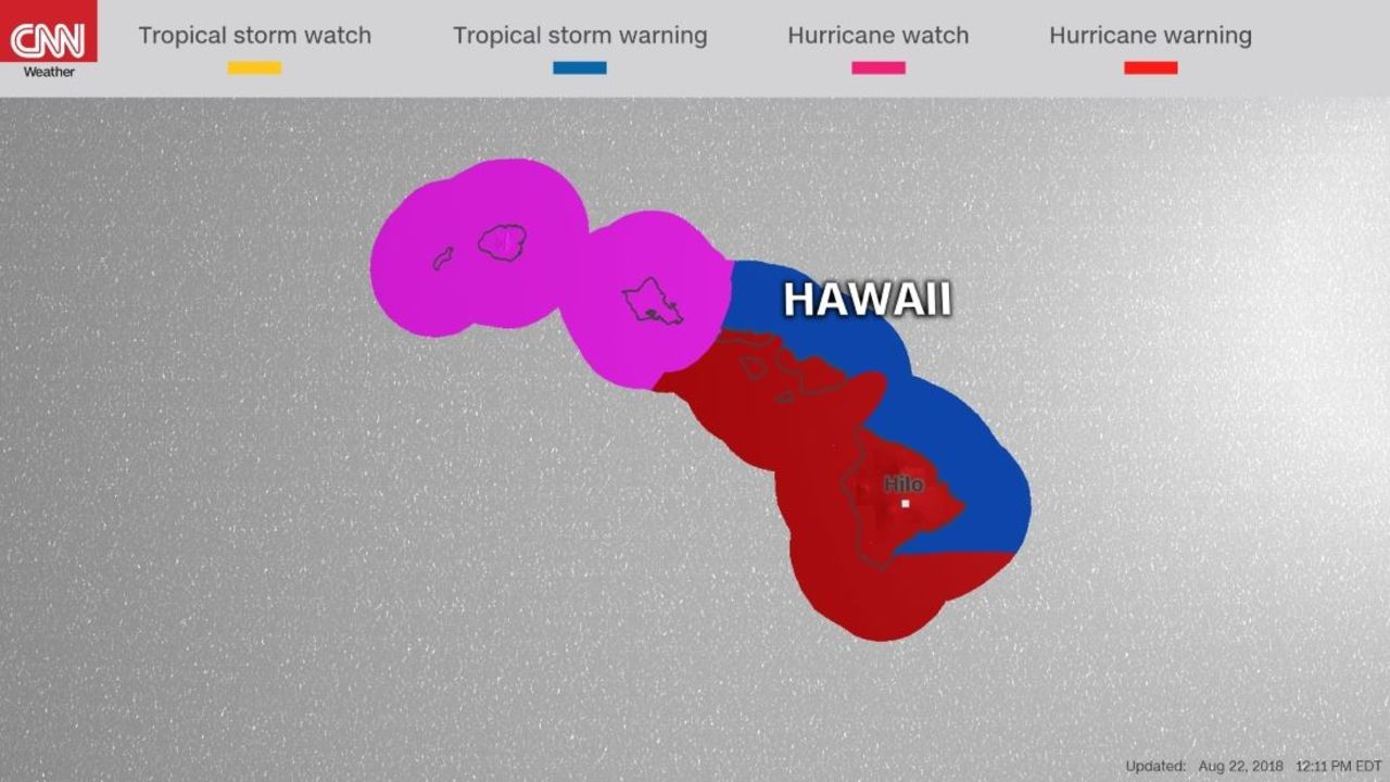 Hurricane Lane watches and warnings 8/22/18 noon ET