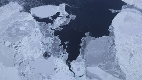 Sea ice from the Arctic Ocean is seen from NASA's Operation IceBridge research aircraft on March 30, 2017 above Greenland. 