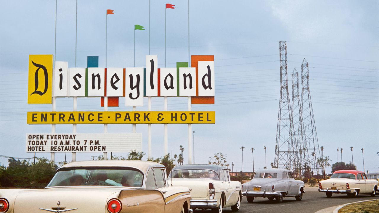 <strong>Welcome to Disneyland: </strong>Architectural historian and theme park fan Chris Nichols has written about Disneyland's origin story in new his new book "Walt Disney's Disneyland." <em>Pictured here: The original Disneyland sign on Harbor Boulevard, which greeted guests from 1958 to 1989</em>