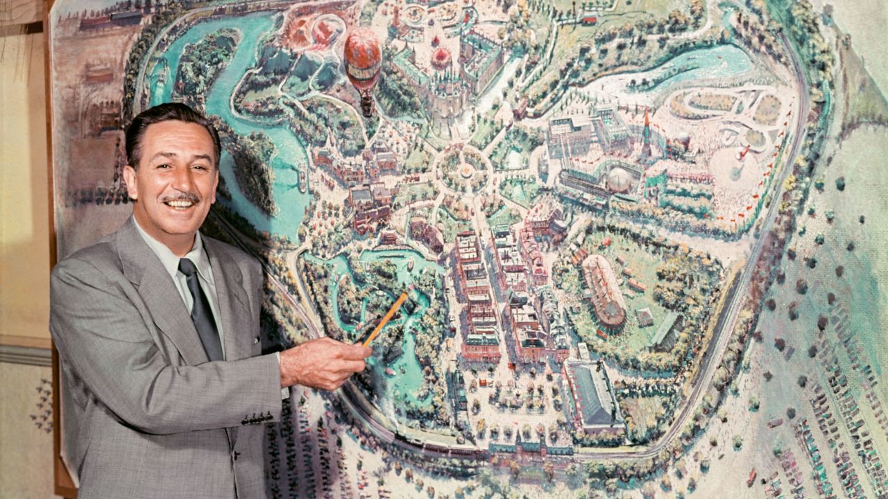 <strong>Historic perspective:</strong> Nichols was also able to chat to original "Imagineer" Bob Gerr. "He was working on [Disneyland] when it was in development now and that's astounding to have a perspective of someone that saw it go from an idea to a reality," says Nichols.<em> Pictured here: Walt Disney describing his park on television in 1954.</em>