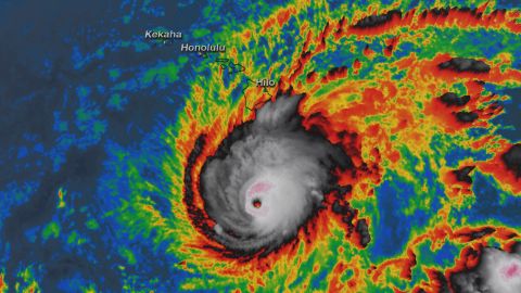 Hurricane Lane is shown in a satellite image from Wednesday morning.