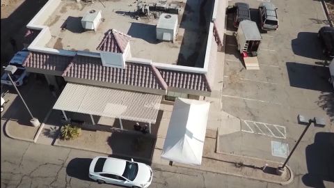 An aerial view of the business the tunnel was found in.