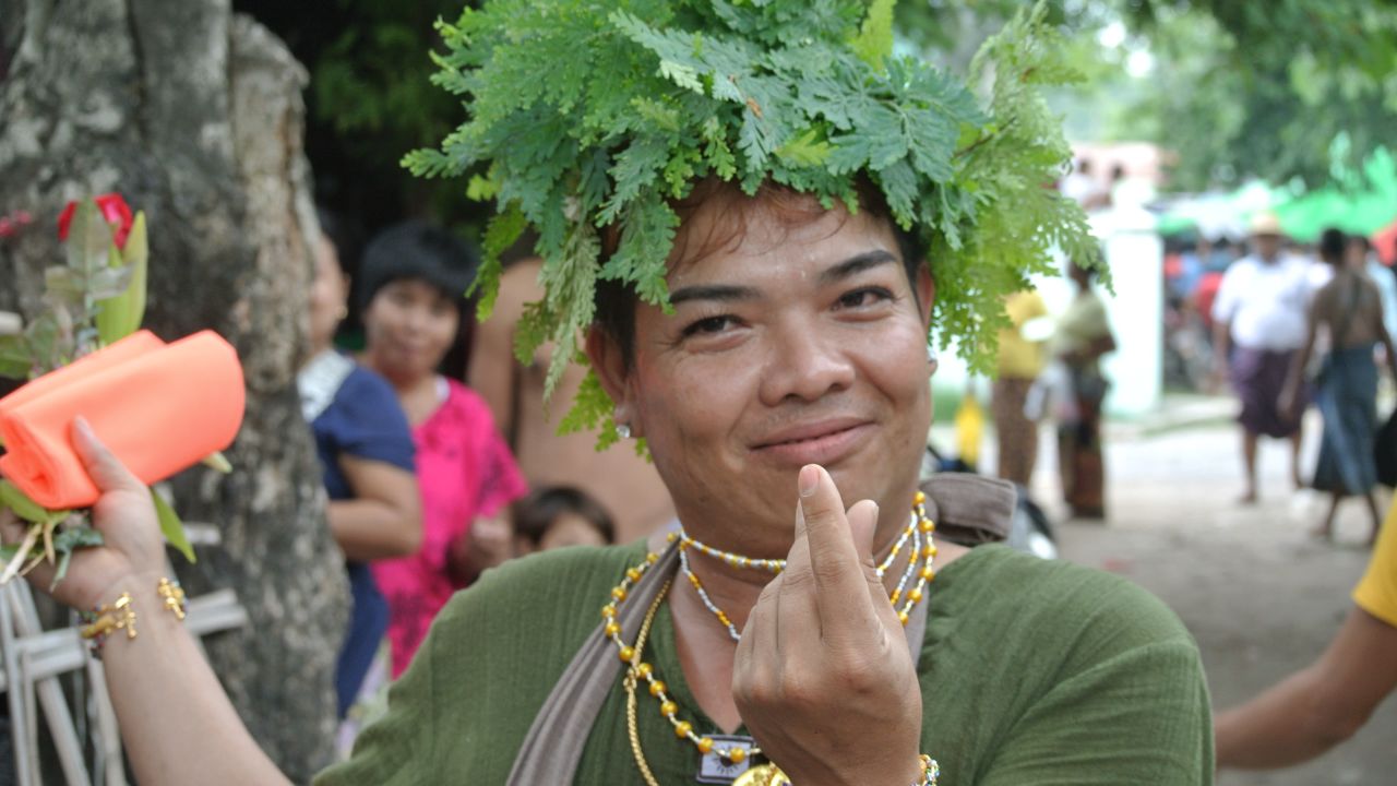 An attendee at the annual Spirit Festival in Myanmar's Taung Byone village.