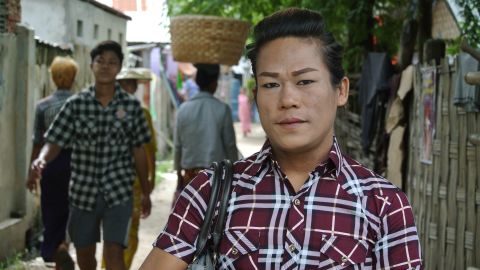 Beautician The The Darli poses for a photo during Myanmar's Spirit Festival.