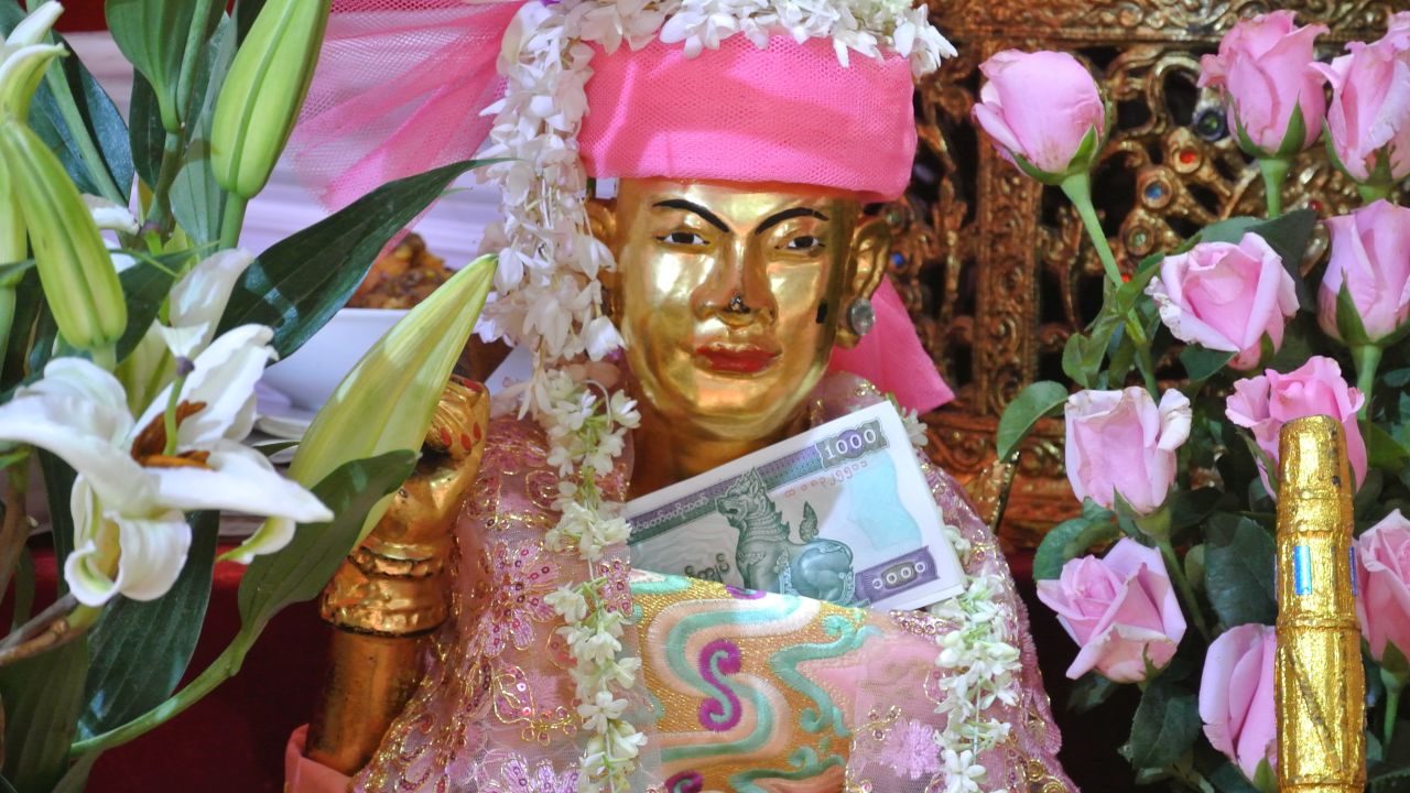 A statue of a Nat Kadaw, seen in Taung Byone, Myanmar.