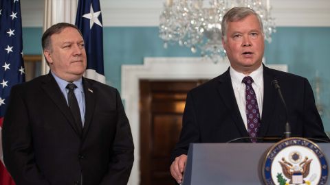 New US special representative to North Korea Steve Biegun speaks after being named by Secretary of State Mike Pompeo at the State Department on August 23, 2018. (Photo by NICHOLAS KAMM / AFP)