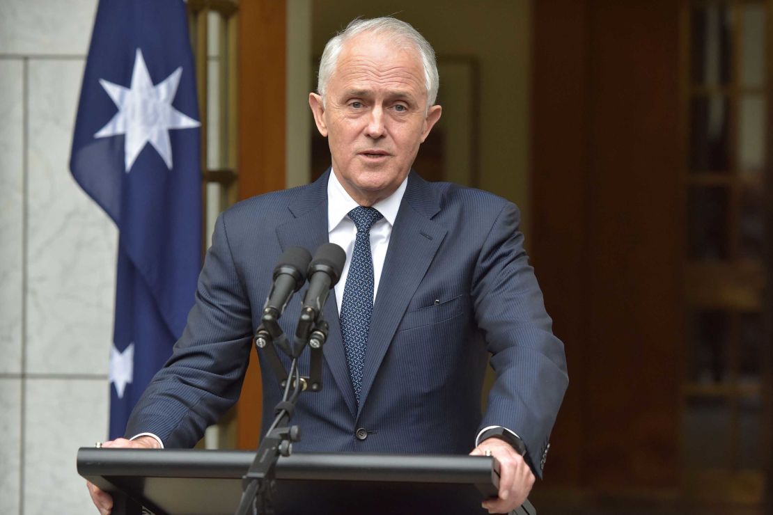 Australia's Prime Minister Malcolm Turnbull speaks at a press conference at Parliament House in Canberra on August 23, 2018. (MARK GRAHAM/AFP/Getty Images) 