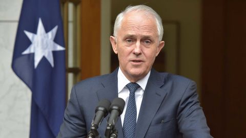 Australia's Prime Minister Malcolm Turnbull speaks at a press conference at Parliament House in Canberra on August 23, 2018. (MARK GRAHAM/AFP/Getty Images)