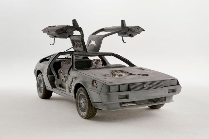 The DeLorean's famous "gull-wing" doors remain operational.