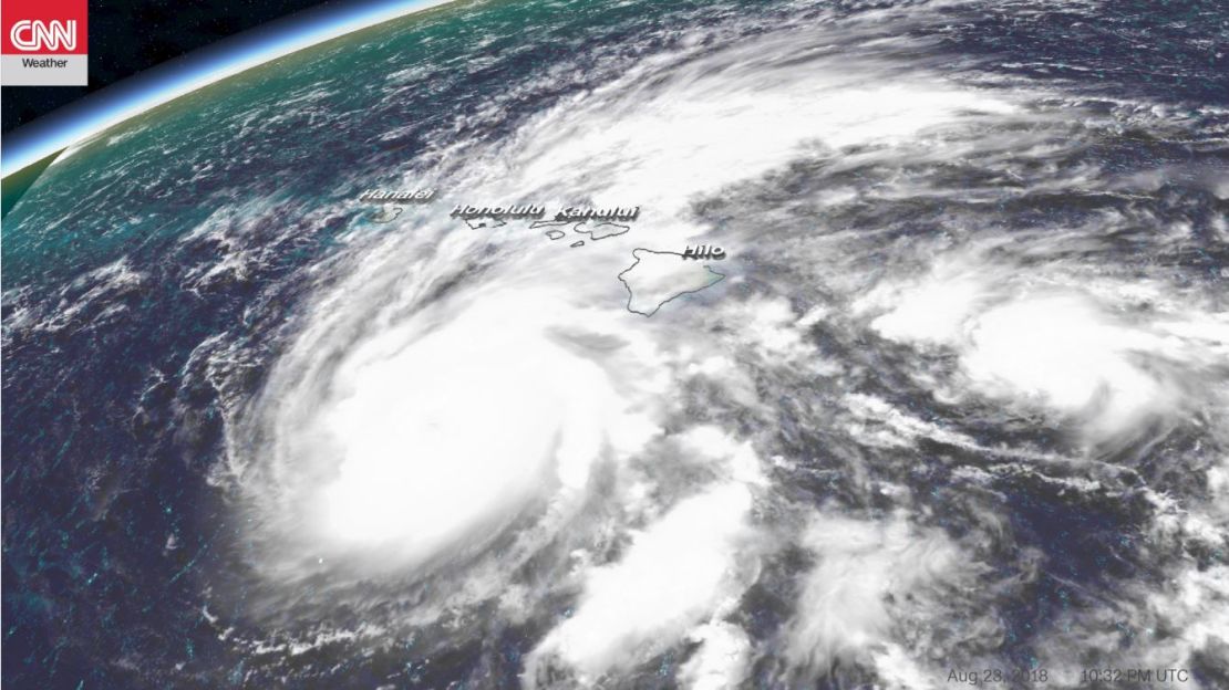 Hurricane Lane is shown in a satellite image from just after 11 a.m. HT Thursday.