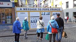 23 August, 2018 An art Installation by Mannix Flynn in Dublin City centre ahead of the Popes visit to Ireland. (Photo by Niall Carson/PA Images via Getty Images) 