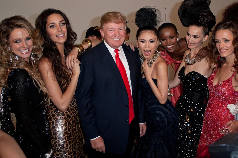 Trump poses with Miss Universe contestants in 2011. Trump had been executive producer of the Miss Universe, Miss USA and Miss Teen USA pageants since 1996.