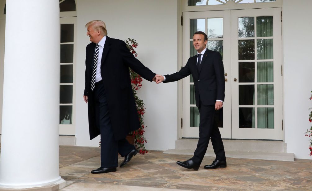 Trump and French President Emmanuel Macron walk to the Oval Office before a meeting at the White House in April 2018. Speaking before US lawmakers from both the Senate and the House,<a href=